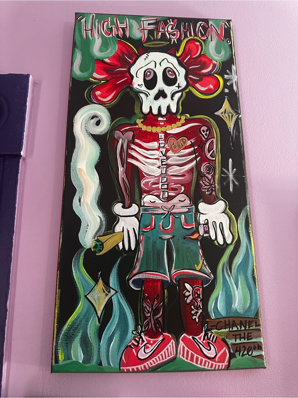 KAWS Skull Figure Art — Red, Green, Black, White